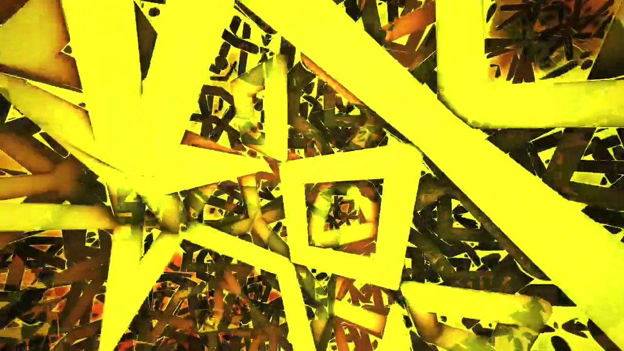 Dynamic Yellow and Orange Kaleidoscope Pattern with Geometric Shapes