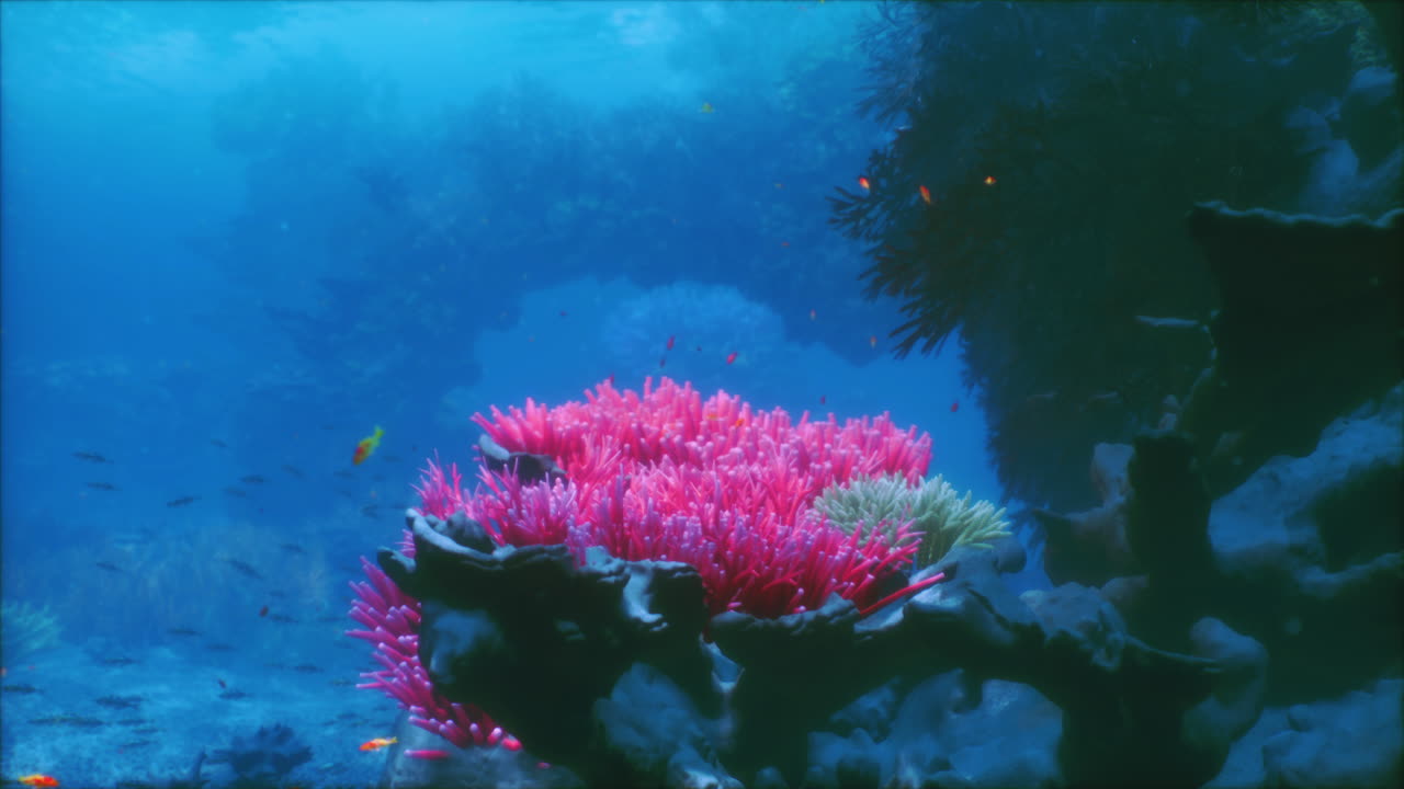 Esplorando una vivace barriera corallina sottomarina ricca di colorata vita marina