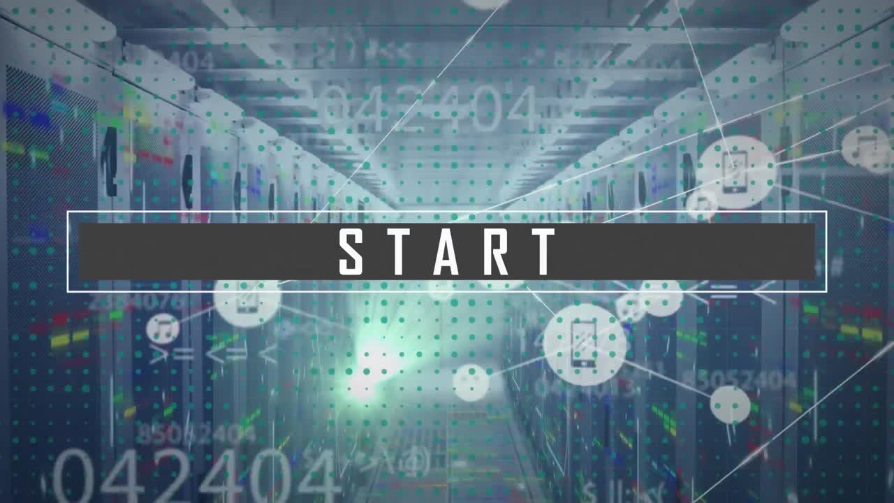 시작 텍스트 배너의 애니메이션, 변하는 번호, 서버 에 대한 디지털 아이콘 네트워크