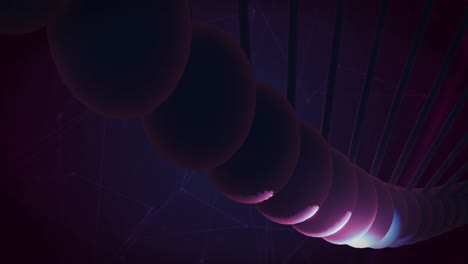 Animation-Eines-DNA-Strangs-über-Einem-Netzwerk-Von-Verbindungen-Auf-Violettem-Hintergrund