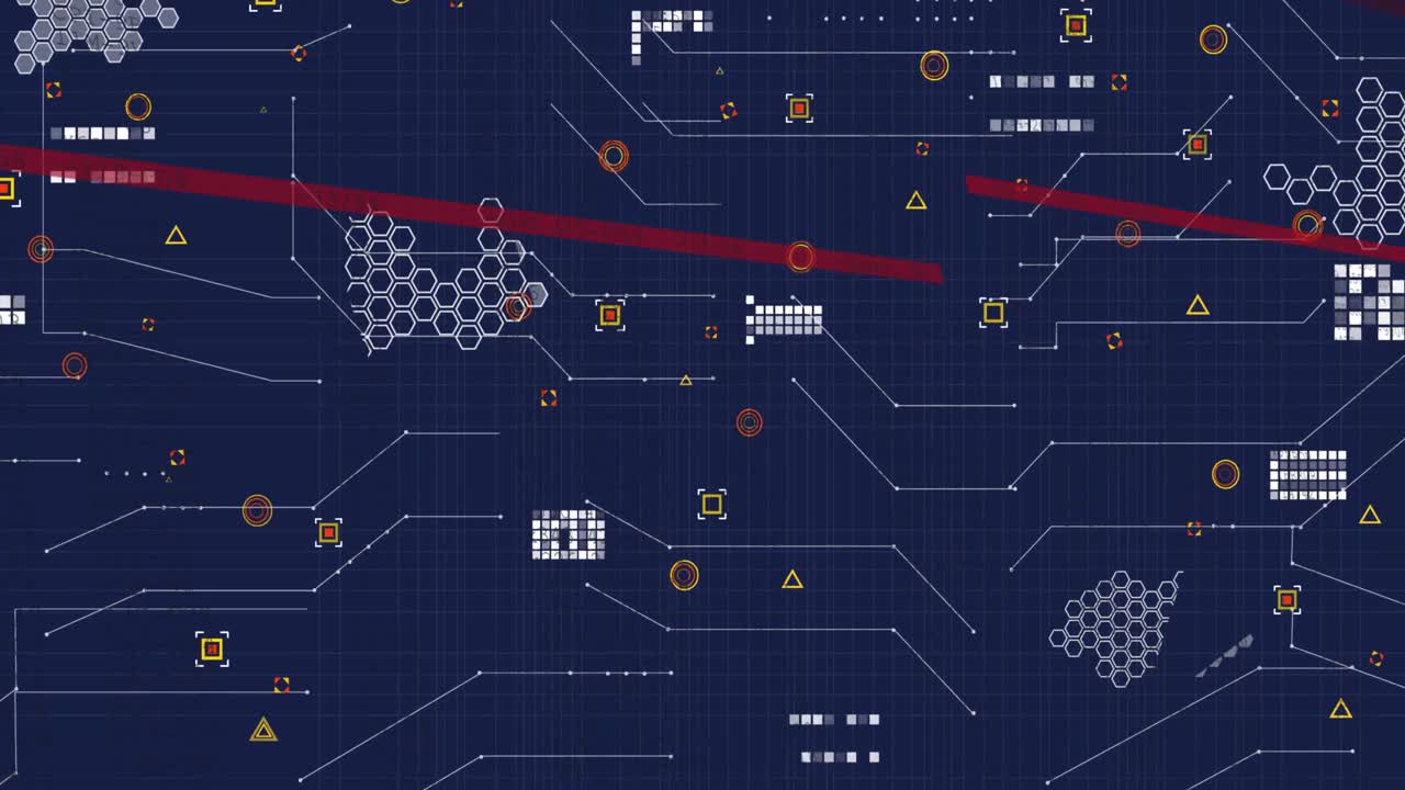 animación de la interfaz con el procesamiento de datos contra un fondo azul