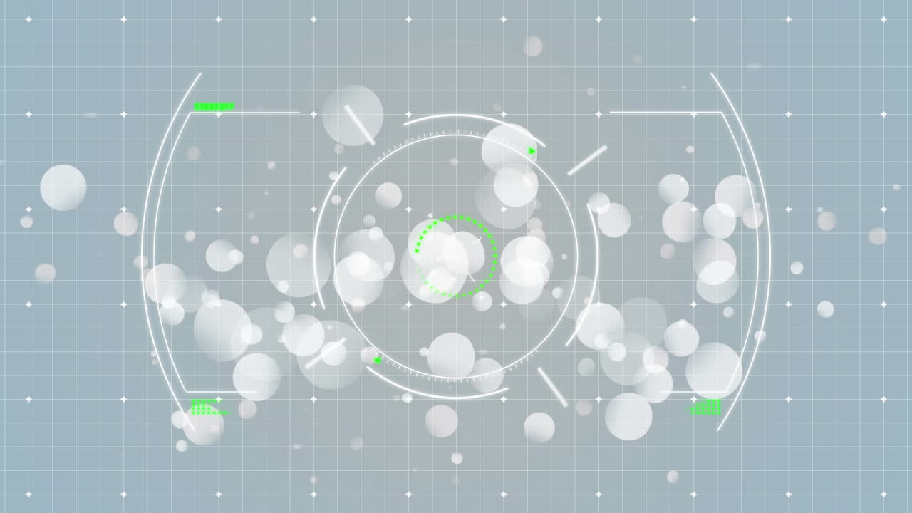 회색에 원형 범위 스캐닝과  ⁇ 색 격자 위에  ⁇ 색 반점의 애니메이션