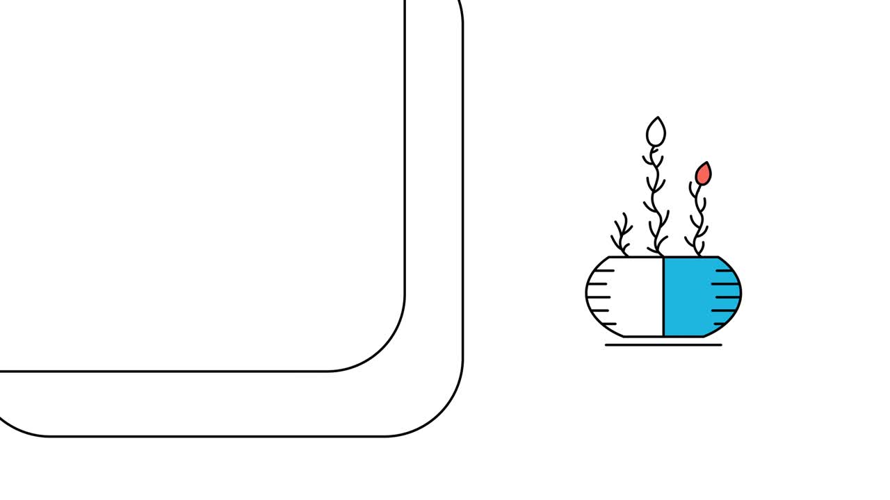 평평한 스타일의 가정 장식 식물의 4k 비디오