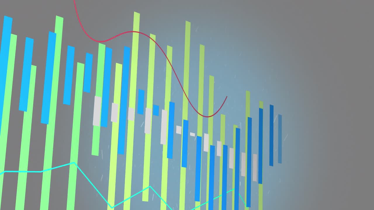 animación del procesamiento de datos financieros sobre un fondo gris