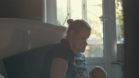 Mother-with-two-children-at-home