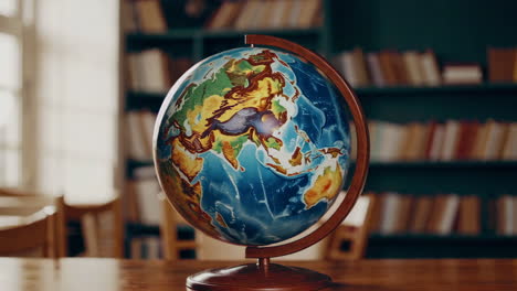 globe in a library setting