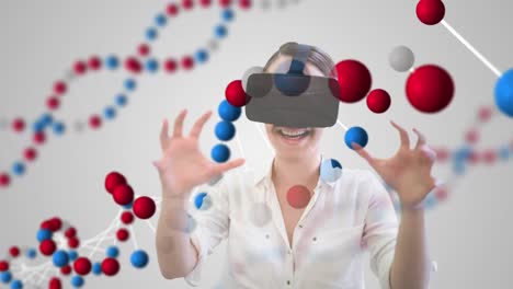 woman using vr headset with dna