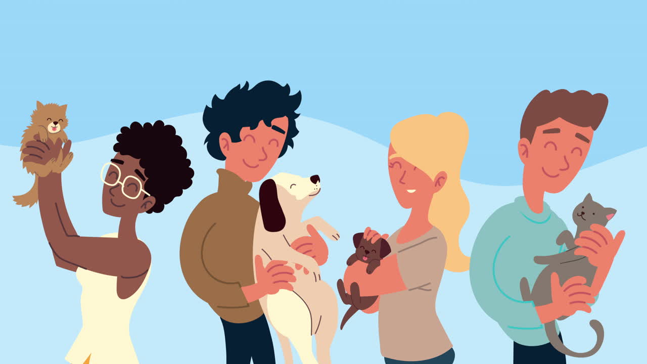 개와 고양이를 가진 사람들 마스코트 캐릭터