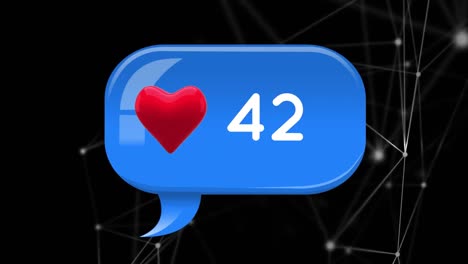 icono de burbuja de mensaje con corazón y números