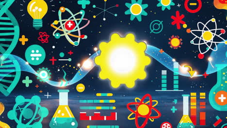 vibrant abstract depiction of science and innovation