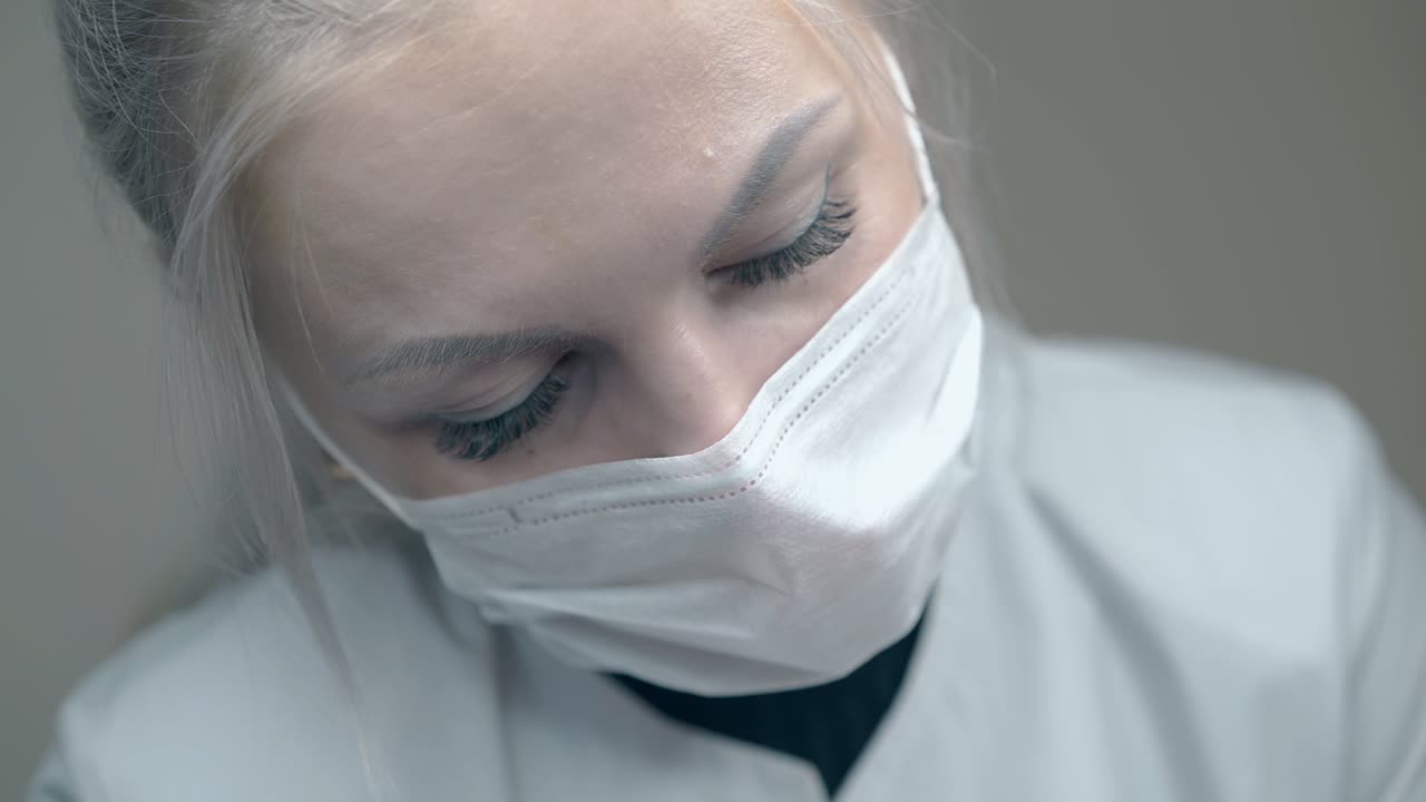 마스크에 집중 된 미용실 화장품 전문가