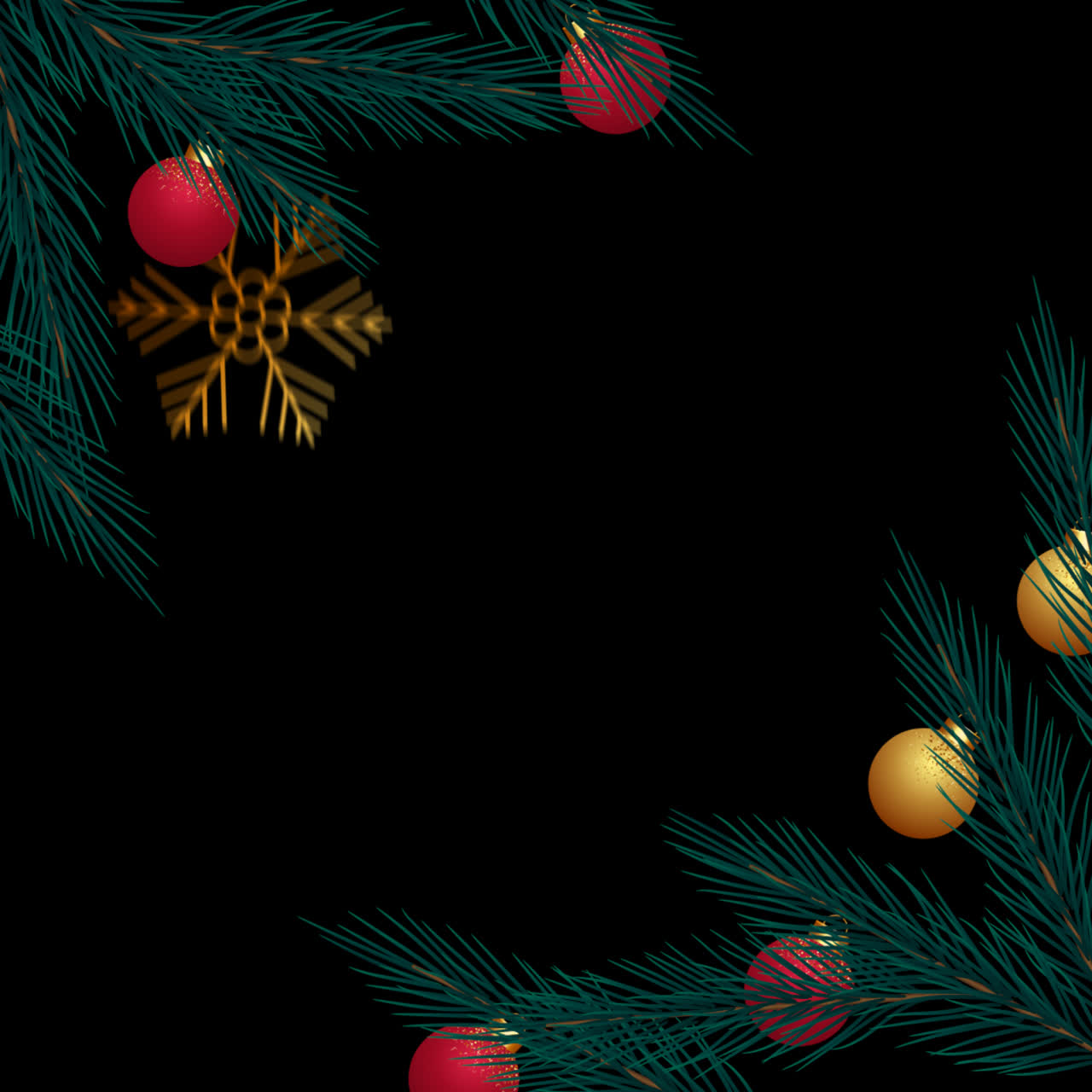 Julebaggrund med grangrene og ornamenter