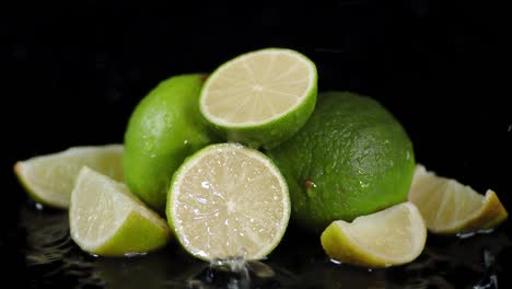 en pedazos de cal perfumada caen gotas de agua.