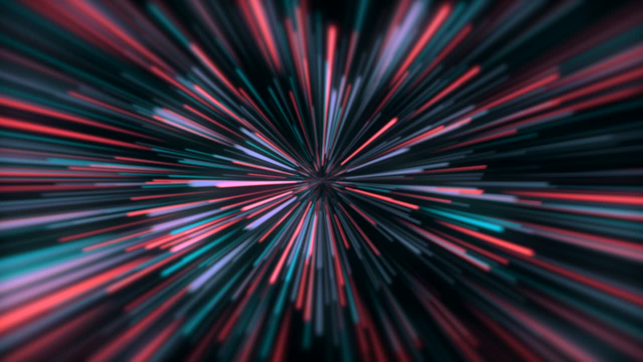 aceleración velocidad movimiento túnel luz y rayas moviéndose rápidamente sobre fondo oscuro abstracto líneas coloridas animación 4k