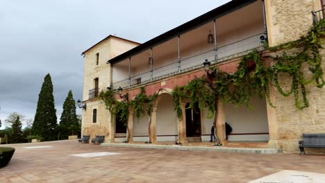 wide shot of santuario virgen de las vinas in burgos, spain