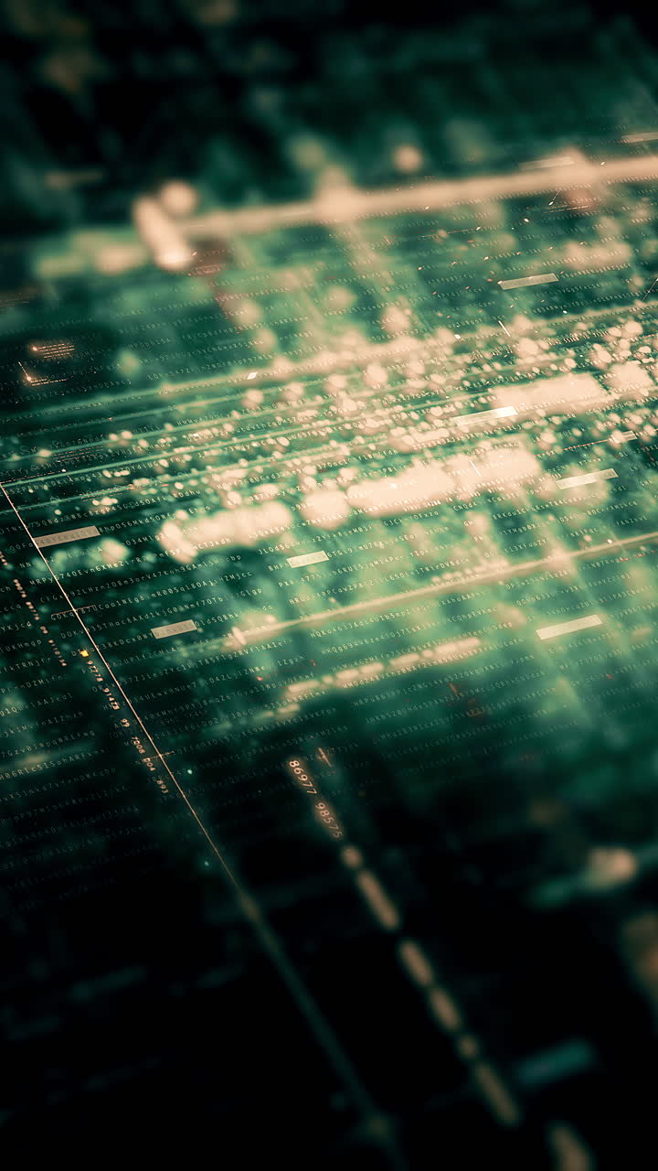Futuristic metaverse hi-tech digital data telemetry with encrypted numbers display dynamic background for computer desktop vertical format screen display