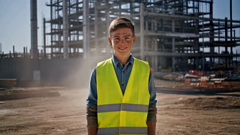 teenager construction worker on a building site
