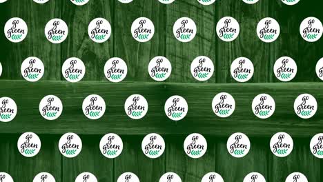 animación de texto verde sobre fondo de madera