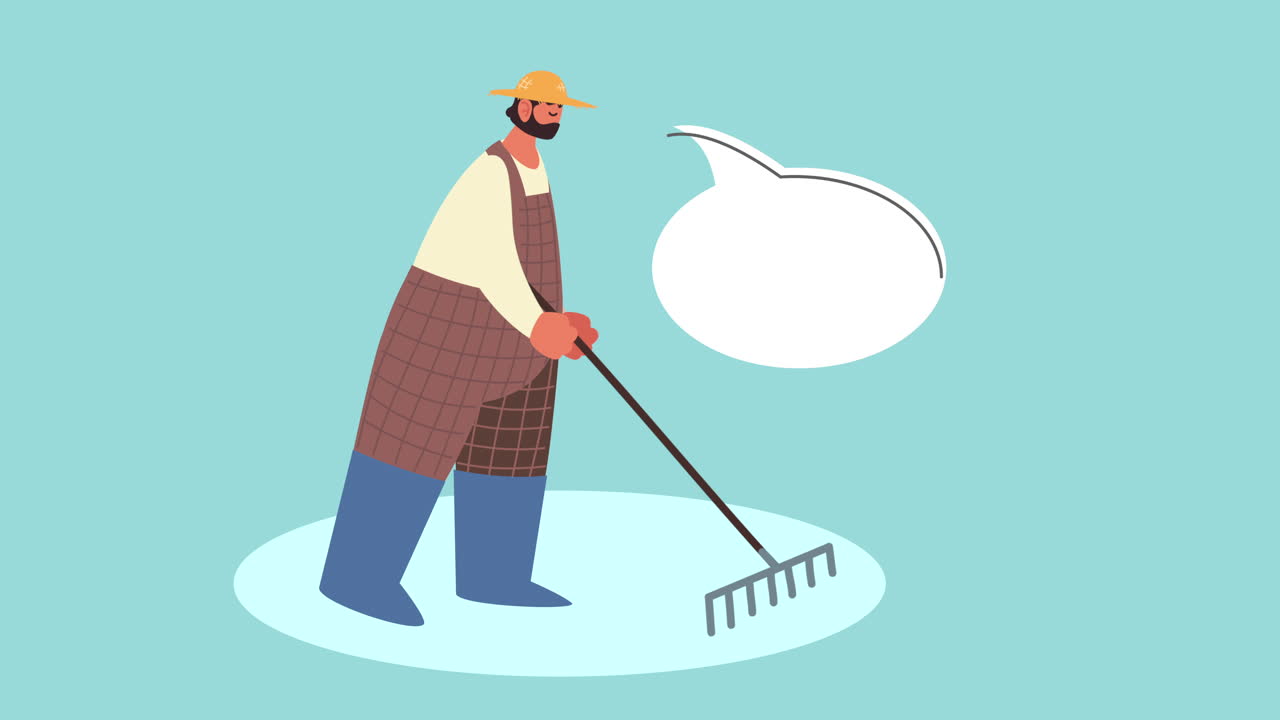 male farmer agrarian working animation