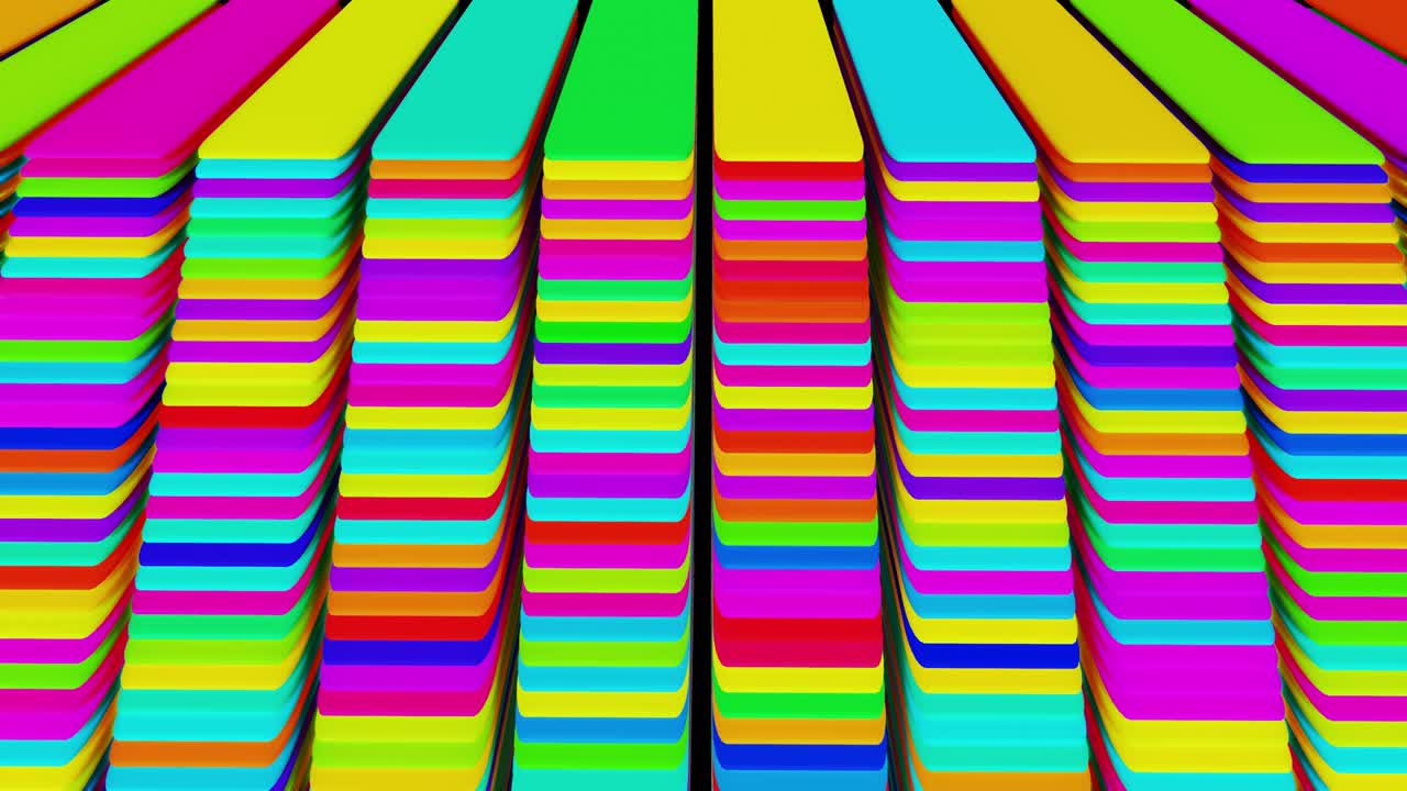 fondo festivo creativo abstracto en 3d con animación de flujo en bucle, columnas multicolores que parpadean diferentes colores al azar. estilo de dibujos animados. columnas que se mueven arriba y abajo. bucle vj geométrico simple bg