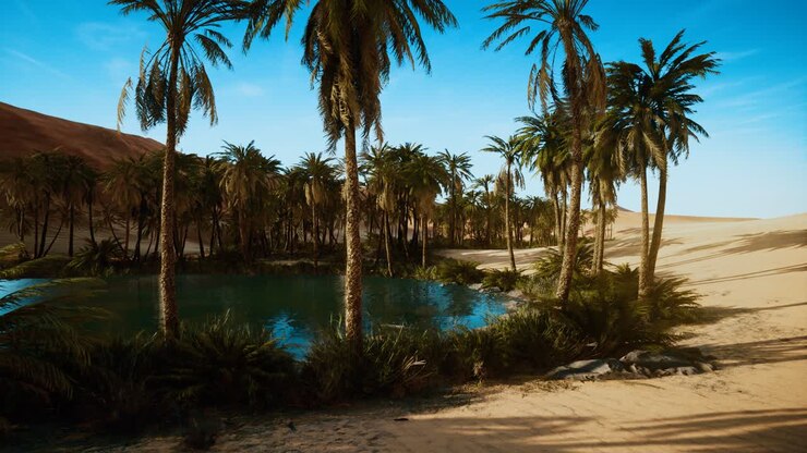 oasi con palme nel deserto