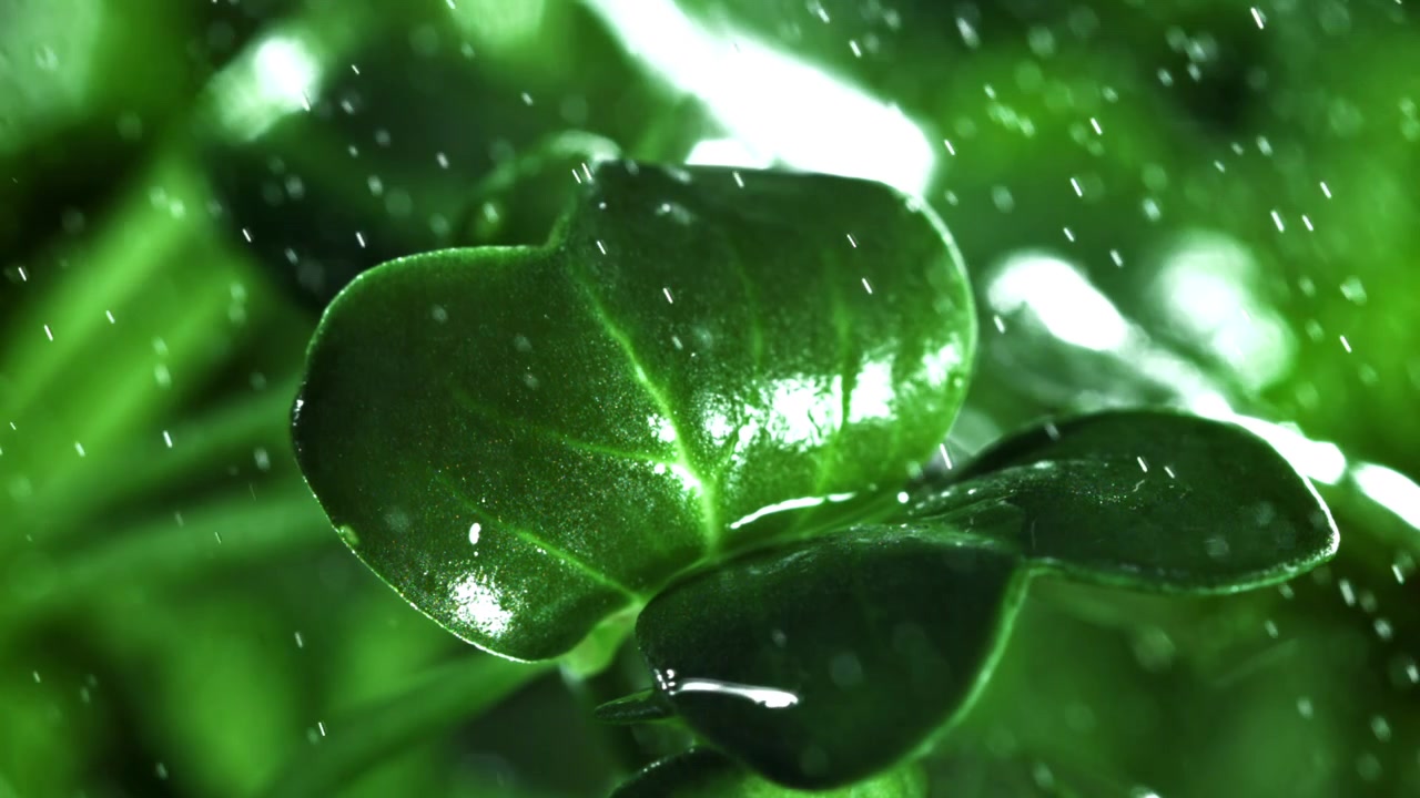 Scatto macro di foglia verde fresca con goccioline d'acqua