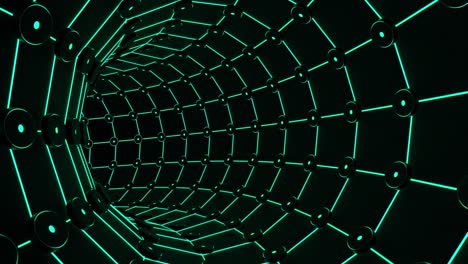 abstract geometric tunnel with glowing green lines