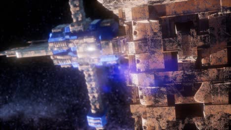 nave espacial y estrellas de la vía láctea