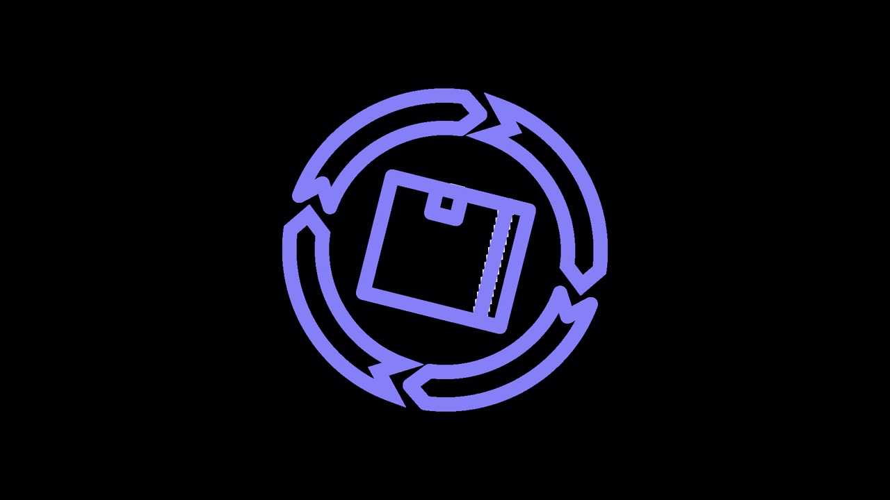 Animated Purple Package Cycle Icon on Black Background