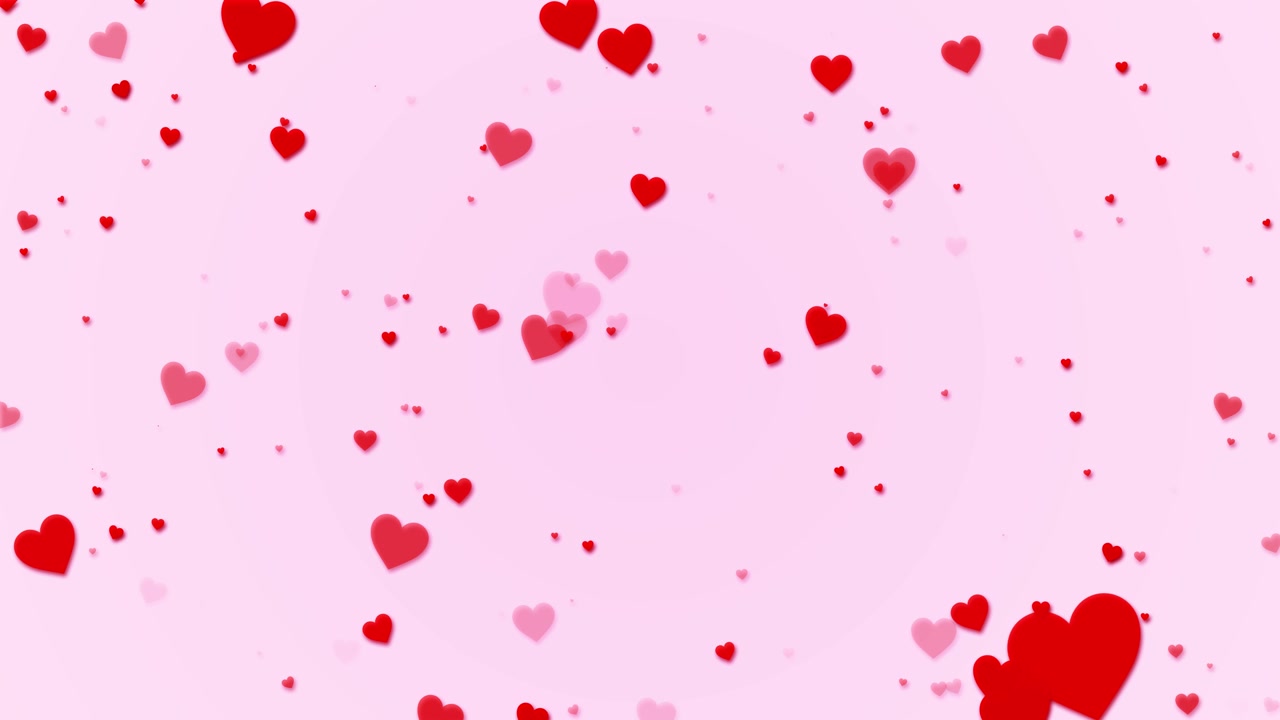 Sfondo a cuore rosa tenue, forme rosse sfumate fluttuanti, ombre delicate, spazio pastello pulito, San Valentino.