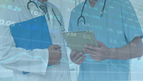 animation of financial data processing over diverse doctors at hospital