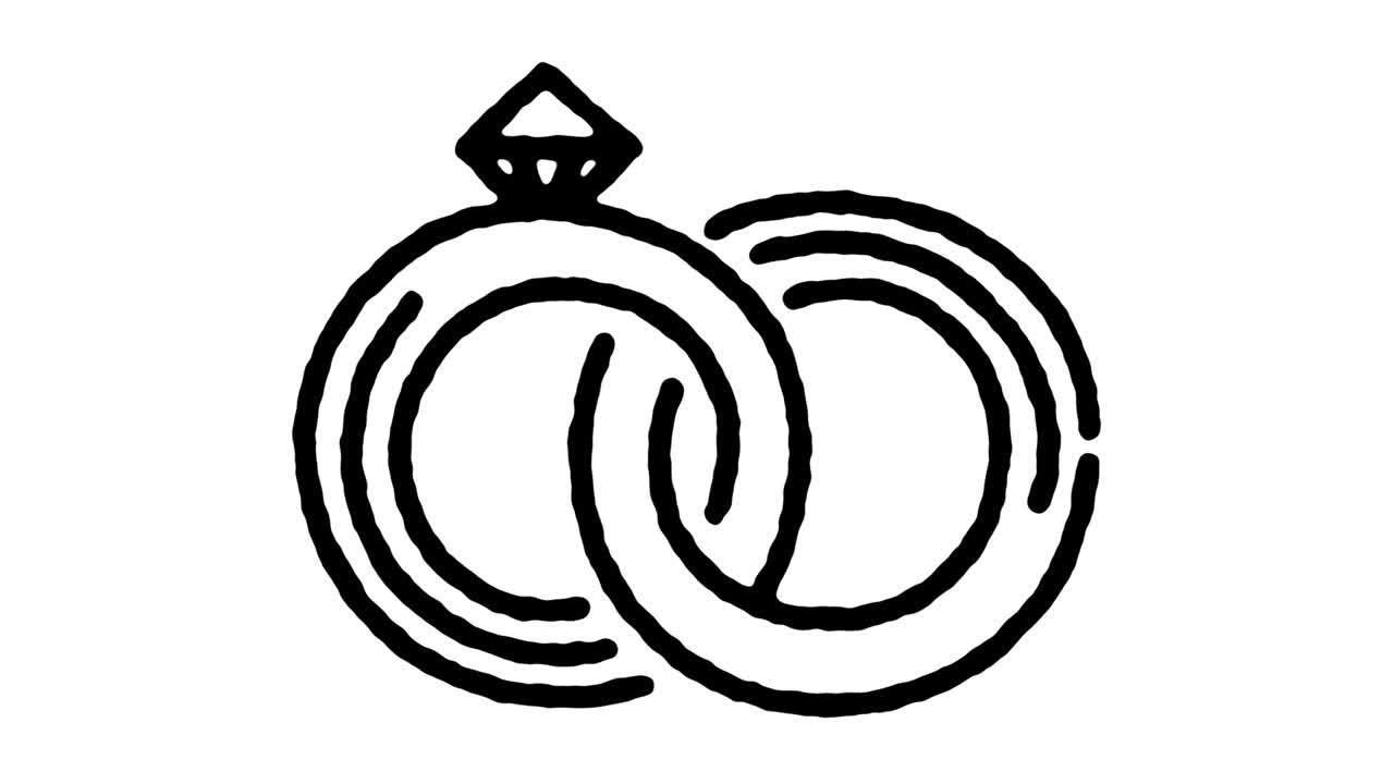 animación del icono de la línea de dibujo de la mano del anillo de compromiso