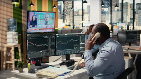 worried portfolio managers make telephone calls in response to black swan event