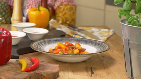 presentation of a delicious vegetable meal on a classy white plate