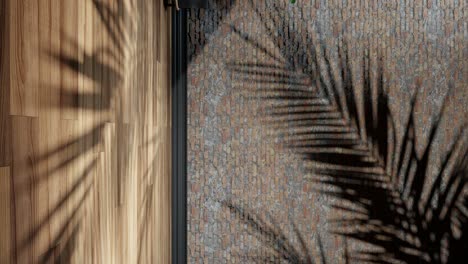 tropical shadow play on urban brick wall vertical