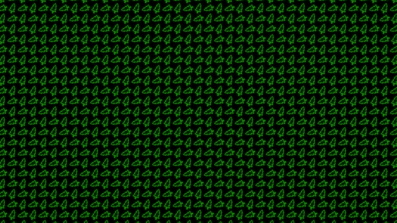 Christmas Tree Tiled Background Animation Pattern in Glowing Green and Black