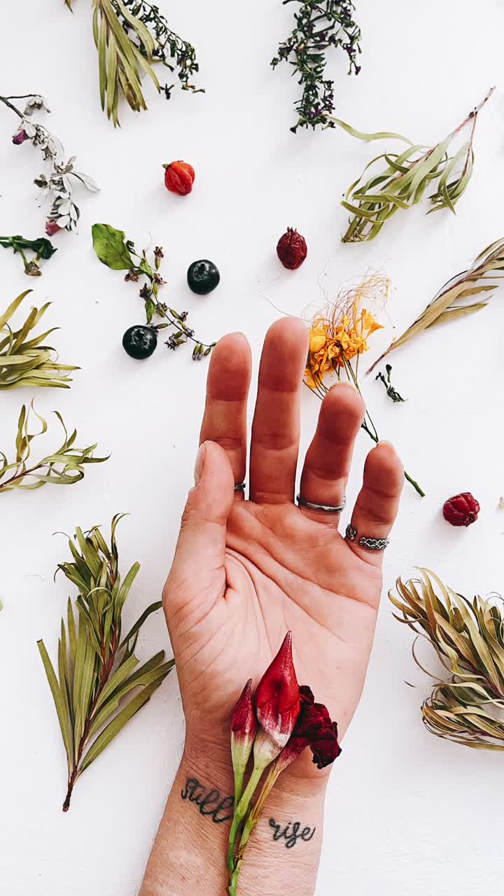 Hand with Tattoo and Flowers