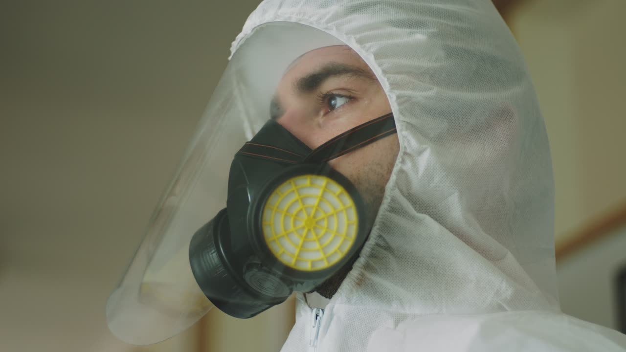 hombre con equipo de protección