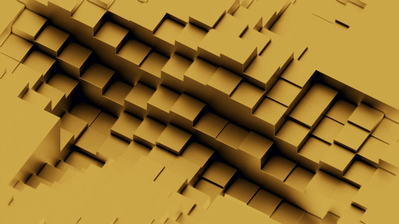 Abstract Geometric Pattern of Gold Cubes