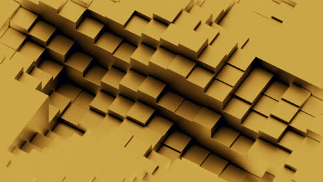 abstract geometric pattern of gold cubes