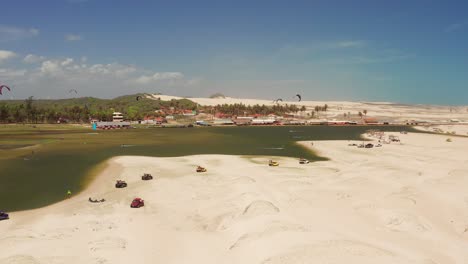 aerial: the famous lagoon for kitesurfing, cauipe in brazil