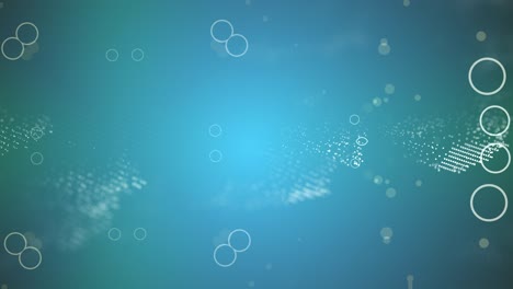 beautiful animation of small and big air bubbles in water in slow motion on blue background making different patterns.