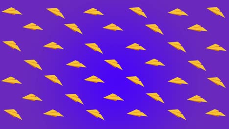 Animation-of-multiple-paper-plane-icons-floating-against-blue-gradient-background