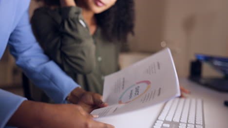 Night-business-people,-hands-and-documents