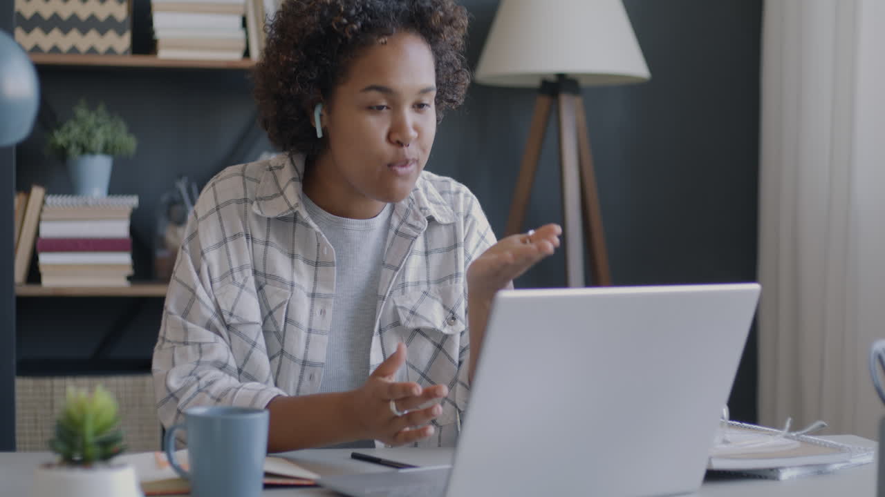 Woman having an online video call