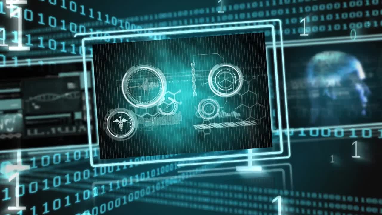 Animation of digital interface and science data processing over binary code