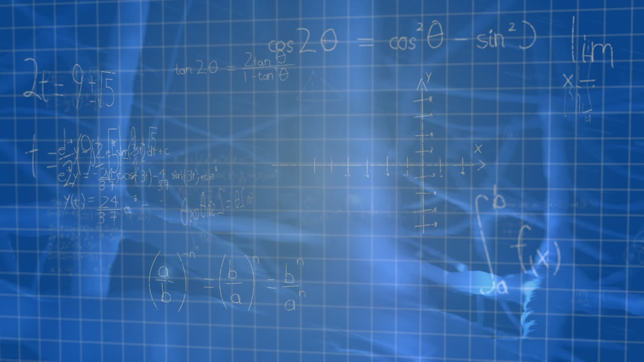 animación de ecuaciones matemáticas sobre neuronas digitales sobre un fondo negro