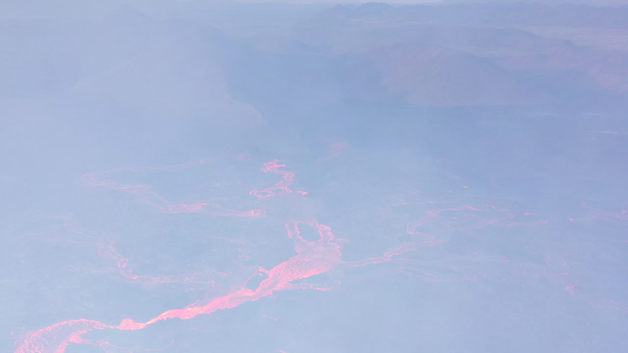 Aerial View of Lava Flow in Iceland