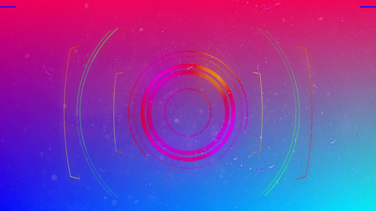 animación de la exploración del alcance con marcadores sobre un fondo rosado a azul brillante