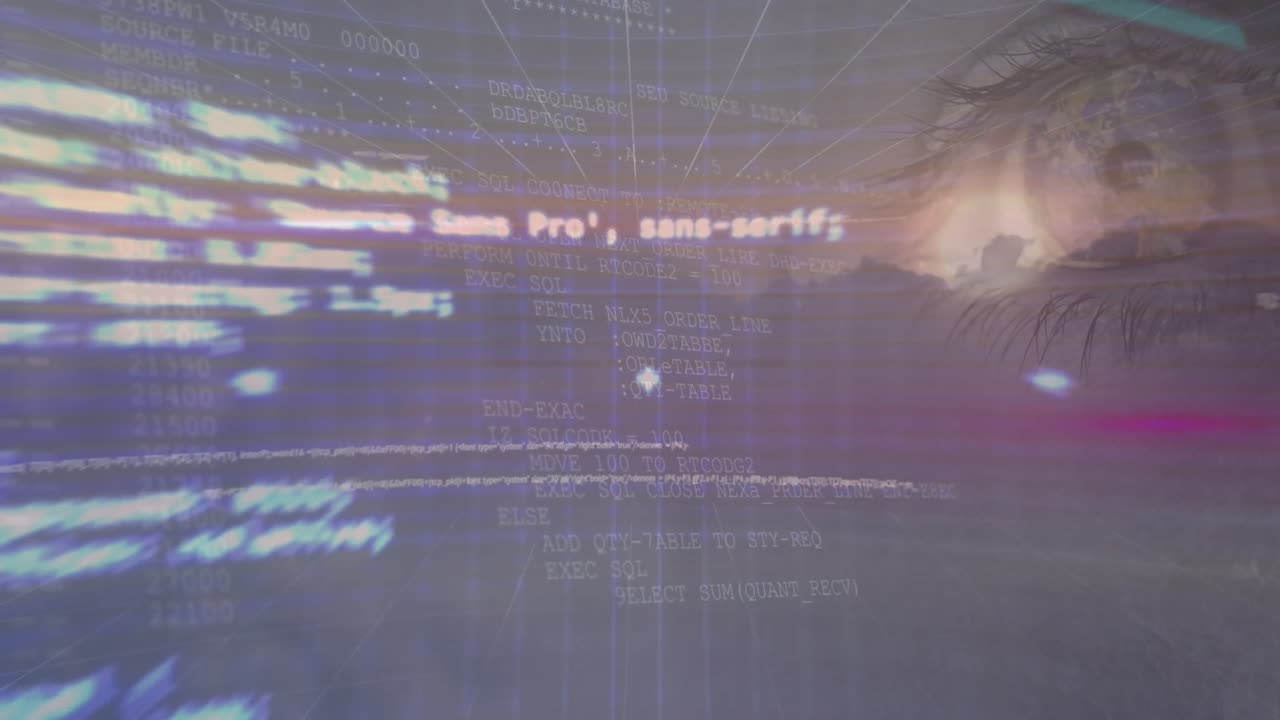 여성 눈에 대한 데이터 처리 애니메이션